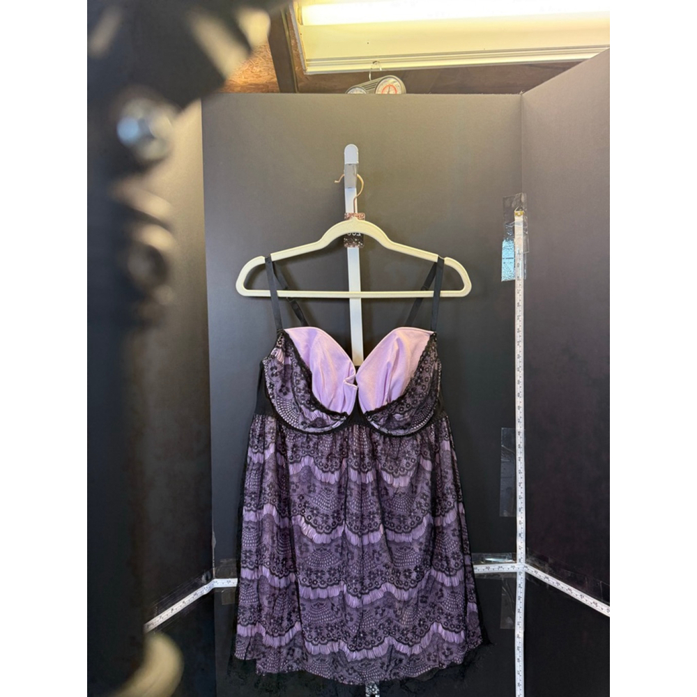 Women's Cacique Purple Black Lace Chemise Babydoll Plus Size 3X - Picture 2 of 4